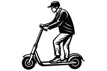 man riding scooter vector silhouette