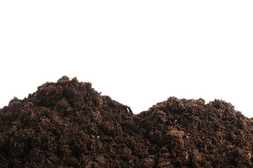 Piles of fresh soil isolated on white