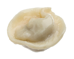 One delicious boiled dumpling isolated on white