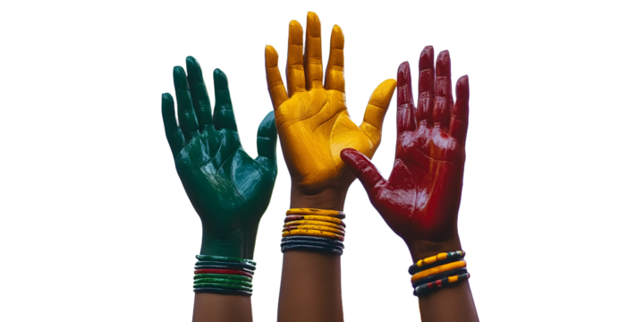 hands raised in the air, juneteenth celebration