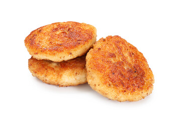 Three delicious roasted patties isolated on white