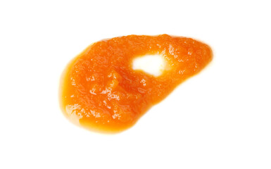 Baby food. Tasty puree on white background