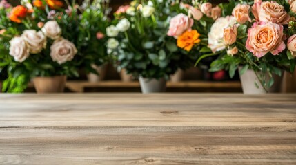 Rustic flower shop with natural decor Concept, Rustic Flower Shop with Handcrafted Wooden Furnishings and Beautiful Floral Arrangements