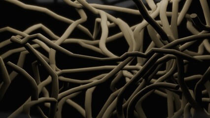 Long dense ribbon of tapeworm in human gut (3D Rendering)
