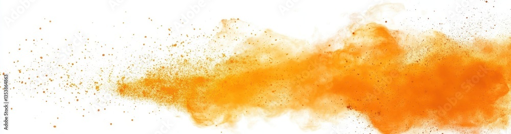 Poster vibrant orange powder explosion on white background capturing dynamic movement and energy with vivid
