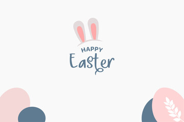 Happy easter template vector background with bunny and eggs