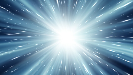 Hyperspace Jump Motion Blur Background. Blue Monochrome Color