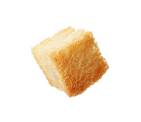 One delicious crispy crouton isolated on white