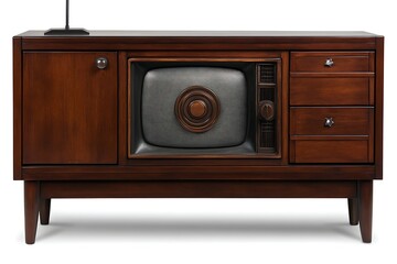 Obraz premium Classic TV set cabinet. Retro style home entertainment center. Home decor