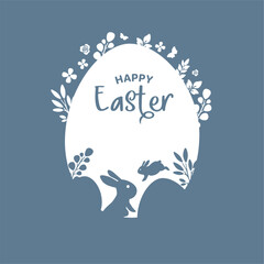 Happy easter template vector background with bunny and eggs
