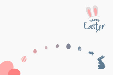 Happy easter template vector background with bunny and eggs