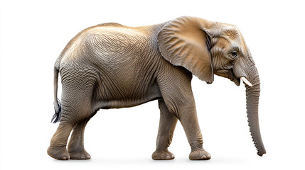 Fototapeta premium Side view of an elephant standing on four legs, transparent background