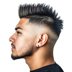 Obraz premium A Man with a Modern Faux Hawk Featuring a Clean Isolated on Transparent Background