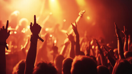 Fototapeta premium High-Energy Concert Crowd with Fiery Lights
