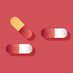 Flat Vector Illustration of Pills and Capsules