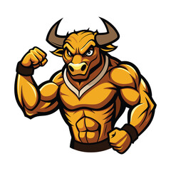 Obraz premium vector illustration of a bull Mascot logo