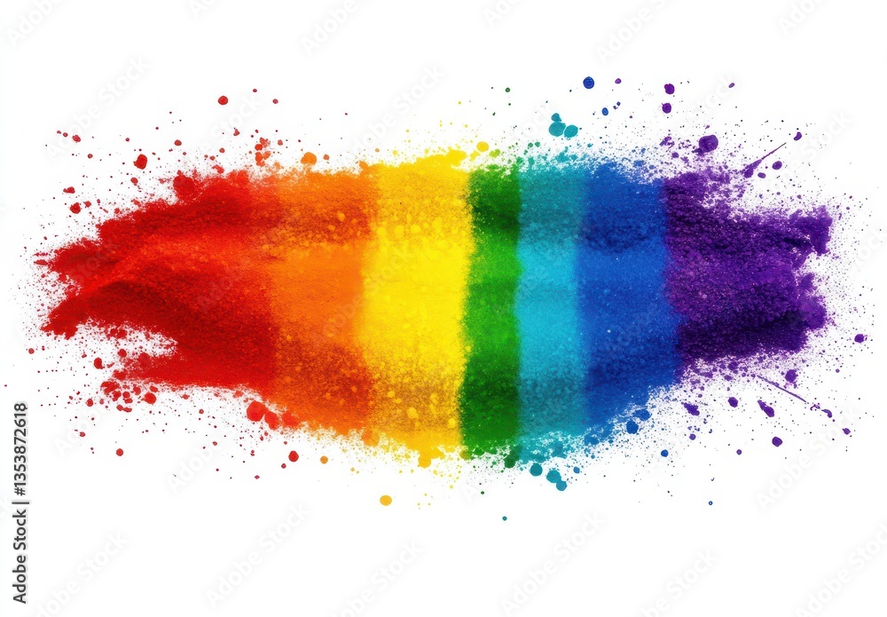 Poster vibrant rainbow colors in powder form splashed across the surface representing diversity and inclusi