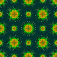 Seamless floral pattern with green and yellow flowers 