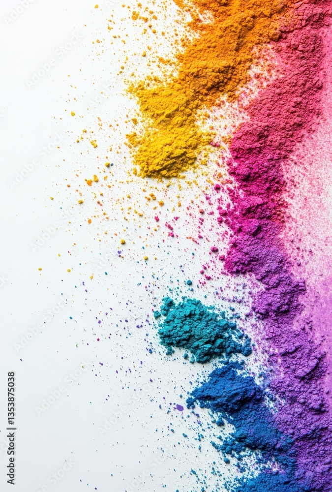 Poster vibrant splashes of colorful powder forming an artistic abstract design on a clean surface for creat