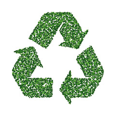 A realistic recycling symbol made of fresh green grass, isolated on a transparent background. Perfect for eco-friendly designs, sustainability campaigns, environmental projects, and green energy conce