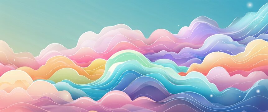 Dreamlike layers of swirling translucent clouds with pastel colors