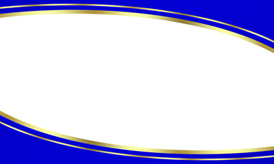Abstract blue gold luxury curved line frame as cover decoration isolated on white background