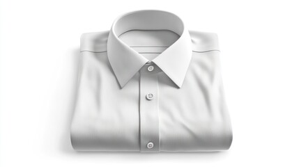Folded White Dress Shirt on White Background Clothing Mockup