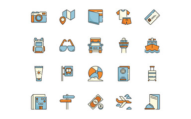 Travel Icons - Filled Outline