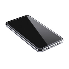 A modern smartphone with a blank white screen, isolated on a transparent background.