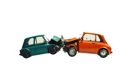 Realistic Car Accident Scene Damaged Vehicles Isolated on White Background