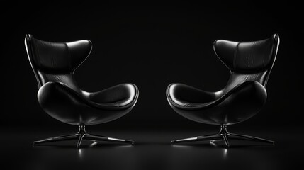 Elegant black leather lounge chairs.