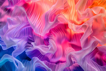 Obraz premium Abstract colorful waves of fabric creating a vibrant visual texture.