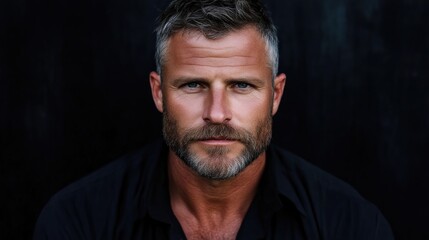 Obraz premium Close-up portrait of a mature man with a serious expression (4)