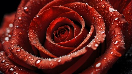 Mesmerizing Macro Shot of a Dew-Covered Red Rose