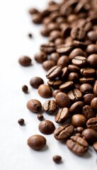 Coffee bean pods on a white surface, surface, texture