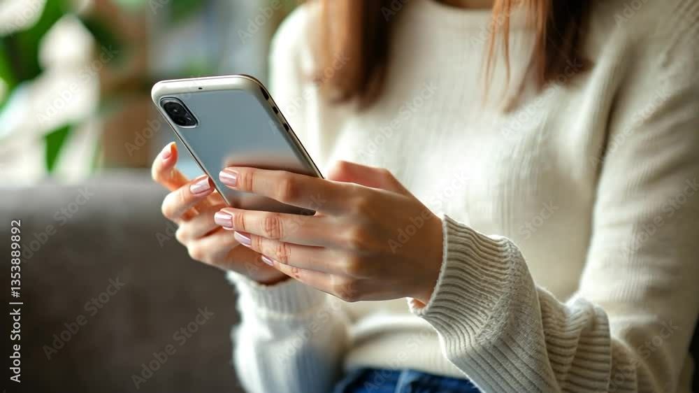 Poster female checking inbox for new email messages on mobile device generative ai
