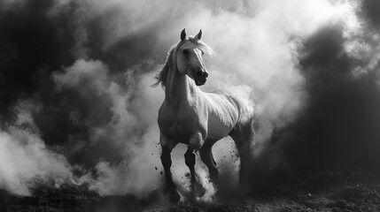 Majestic White Horse Amidst Storm Clouds (4)