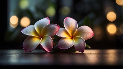 Plumeria Flowers Against a Soft Bokeh Background