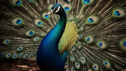 A Regal Peacock Resplendent in Its Vibrant Plumage