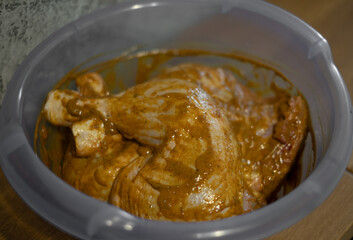 Marinated chicken parts ready for cooking