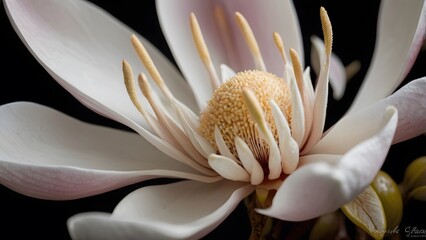 Macro Shot of Magnolia Flower with Detailed Central Core