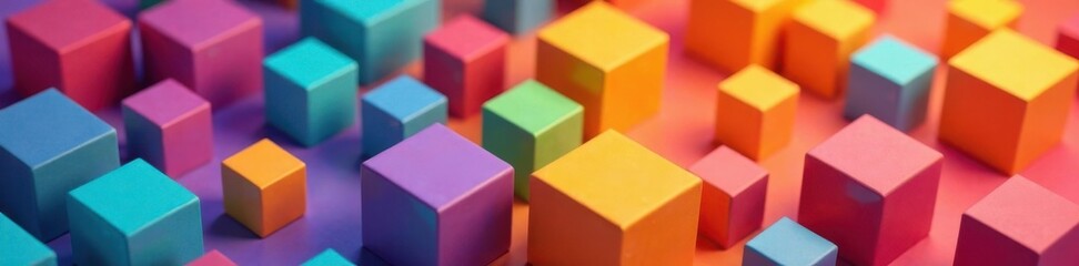 Obraz premium Colorful box shapes covering space, fill, cover