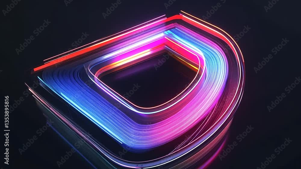Poster futuristic alphabet design with neon lines in a minimalist style generative ai