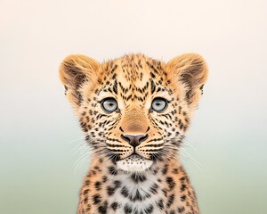 Leopard Cub Portrait for African Savanna.
