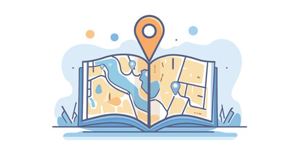 Solid Filled Icon of a Folded Map Vector