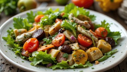 Healthy vegetarian diet with salad and organic food

