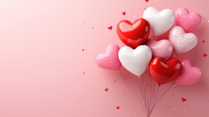 Heart balloons on pink background; Valentine's Day; romantic; celebration; festive; background