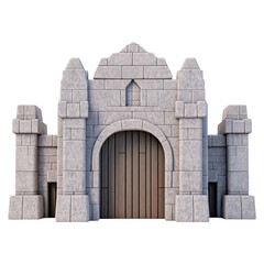 Stone Castle Entrance With Wooden Gate