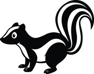 Fototapeta premium Animated Skunk Silhouette Side View Cartoon with Striking Black and White Patterned Tail