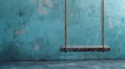 Empty Swing in Soft Light with Pale Sky Blue Minimalist Approach